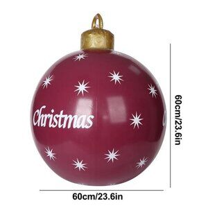 23.6" Christmas Inflatable Ball, Giant PVC Inflatable Christmas Ball Decor